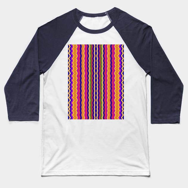 Wavy Colorful Stripes Baseball T-Shirt by Amanda1775